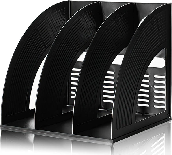 Lemical 3 Compartments Open Section Magazine File Holder, Desk Organizer for Document Storage
