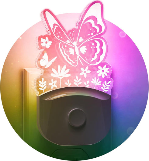 L LOHAS LED Kids Night Light, 8 RGB Color Changing Butterfly Night