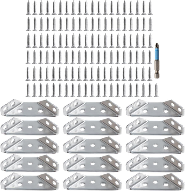 Ferixan Trapezoid L Shelf Bracket Brace - Corner Connector: 15 Pack Angle Brackets