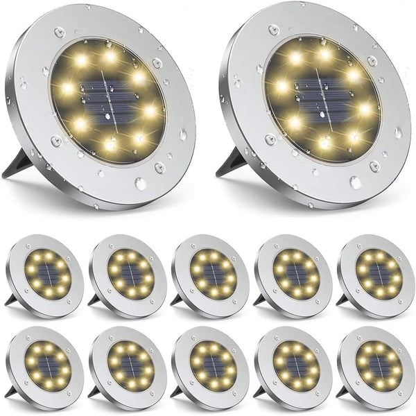 ZGWJ Solar Ground Lights,12 Pack Waterproof Solar Garden Lights, Upgraded Outdoor Garden