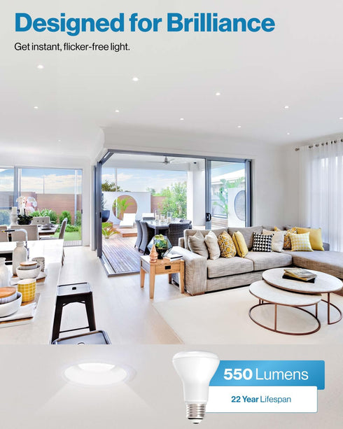 Sunco Lighting - 4 Pack BR20 LED Bulbs Indoor Flood Light R20 Dimmable CRI93 4000K Cool White 50W Equivalent to 7W, E26 Medium Base, Recessed Can Lights for Home Living Area Ceiling Lights - UL by Sunco Lighting