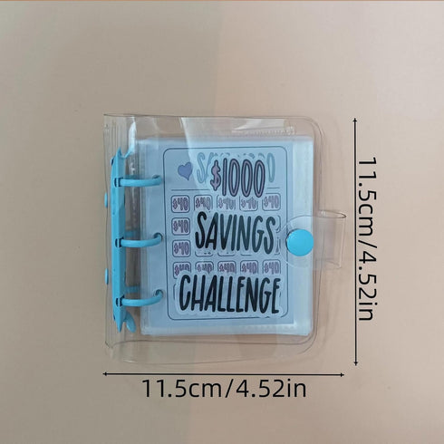 Mini 1000 Budget Binder with Cash Envelopes, Envelope Savings Challenge Binder, Reusable Budget Planner for Saving