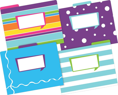Barker Creek Happy Designer File Folders, Set of 24, Multi-Design with Bright Patterns, Letter-Size