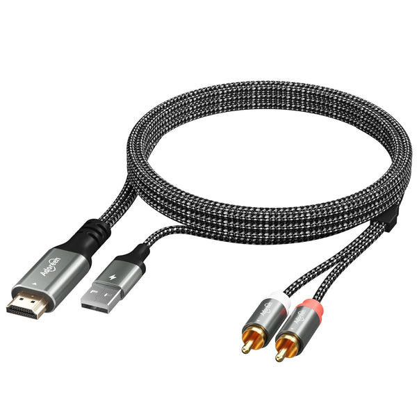 192KHz Unidirectional HDMI ARC/eARC to 2 RCA Audio Converter Cable 6 Ft,