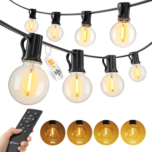 Brightown Outdoor String Lights, 55FT 17 G40 Bulbs Shatterproof Patio Lights, Waterproof