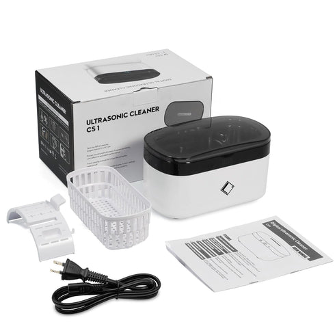 LifeBasis Ultrasonic Jewelry Cleaner, 500ML Portable 42kHz Cleaner with 5 Digital Timer and Watch Holder - White