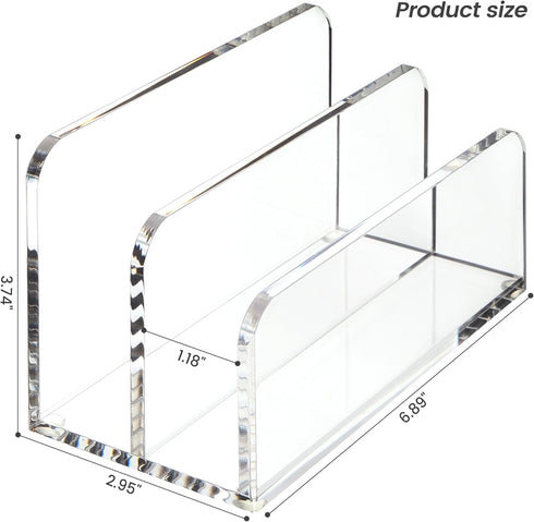 Clear Acrylic File Holder, 2 Sections Mail Organizer for Desk, Document, Notebook, Electronics Storage