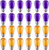 Meconard S14 Purple and Orange LED Light Bulbs, 24Pack 1W Plastic Shatterproof