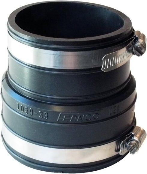Fernco P1059-33 Flexible PVC Coupling For 3" Plastic Socket to Pipe Plumbing Connections by Fernco