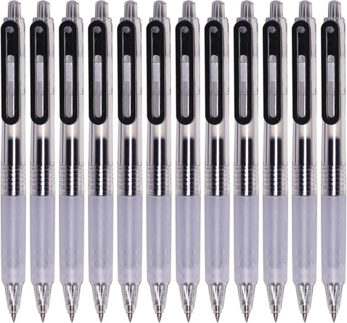 Ultra Fine Gel Pens, 12 Pack, Black Ink, 0.38mm Line-Size, Smooth Writing for Students and Professionals