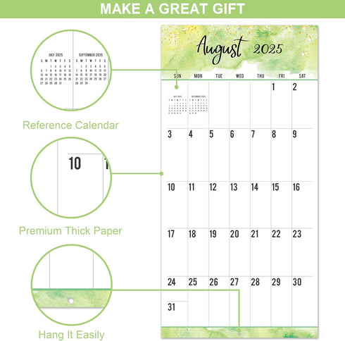Wall Calendar 2025-2026, 18-Month Monthly Calendar, Jul. 2025 - Dec. 2026, Large Print, 12" x 24"