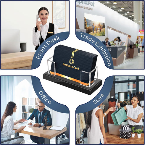 NIUBEE Acrylic Business Card Holder, Clear Plastic Display Stand for Desk, 2 Pieces Gift Card Organizer for Office