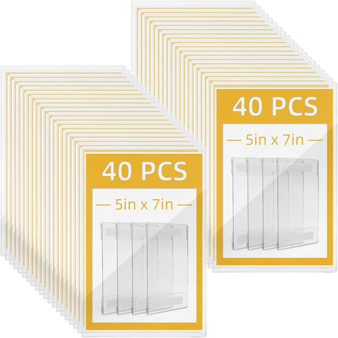 Yugada 40 Pack Acrylic Sign Holder 5 x 7 Inch Vertical Wall Mounted