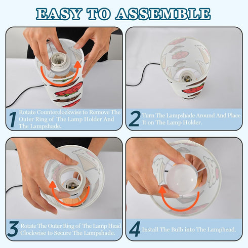 MOOCG Summer 3 Dimmable Ice Cream Touch Control Table Lamp with Fabric Shade, Color Temperatures LED Desk Lamp, Eye