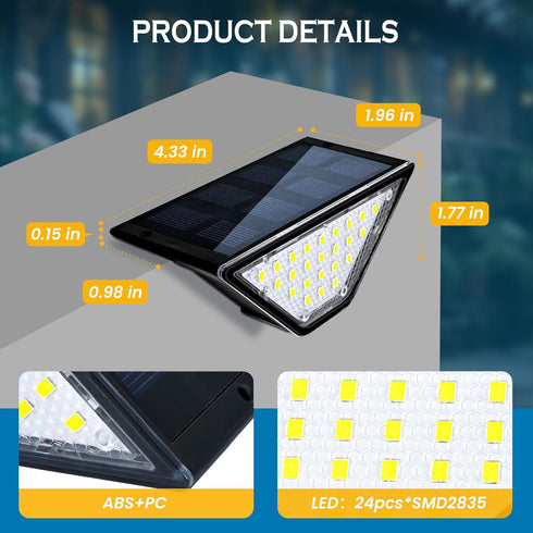 24 Garden(6 Pack, SOLPEX Solar Step Lights for Outside, LEDs Solar Stair Lights Outdoor Waterproof Decor for Porch