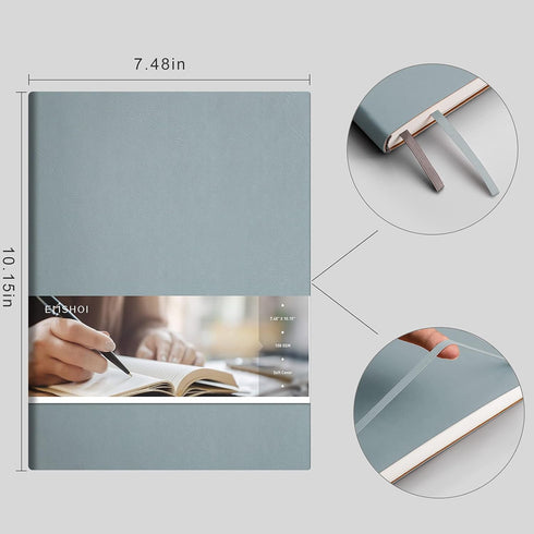 EMSHOI Notebook College Ruled - B5 Large Thick Notebook Leather Journal, 204 Numbered Pages, 100gsm Thick Paper
