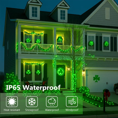 144FT 2 Pack 400LED 8 Extra-Long Solar String Lights for Outside, Solar St. Patrick's Day Lights Waterproof, Copper