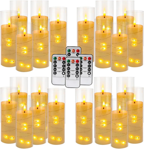 YOROXRG 24 Pack Parties,Wedding(D2.2 5" 6" 7") Christmas Decoration Flickering Flameless Candles,Battery Operated