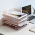 Jolitac Rose Gold 4-Tier Stackable Paper Tray Desk Organizer, Decorative Stacking Rack for File Documents in Home &