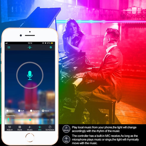APSPOW 100ft, LED Strip Lights Bluetooth and APP Control, Multicolor RGB Light Strips, Music Sync Color Changing