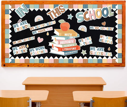 Boho Motivational Bulletin Board Classroom Decoration Set, Affirmation Station Cutouts for Elementary School