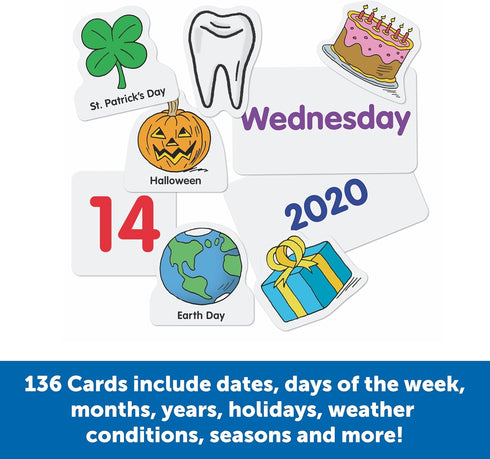 Learning Resources Calendar & Weather Pocket Chart - Classroom Calendar and Weather Chart for Teacher Supplies