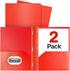 Dunwell Plastic 2-Pocket Folders with 3 Prongs, 2 Pack, Red, Durable Acid-Free Document Holder