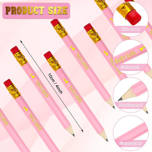 Outus 72 Pieces Golf Pencils Half Pencils with Eraser Baby Shower Favors 2 HB Mini 4 inch Presharpened Small Bridal Wedding Party Game Supplies for Kids Girls Office School by Outus