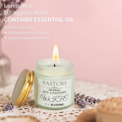 Splandiant 7 16oz Pastor Wife Appreciation Gifts, Pcs Pastors Wife Gifts for Women with Glass Cup, Lavender Candle