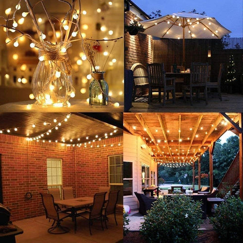 65.6ft 150 16ft 8 IP44 RaThun Warm White Globe String Lights, LED with Extended Lead Wire & Remote, Modes, Waterproof