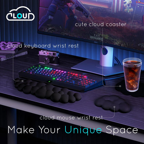 Cloud Wrist Rest for Computer Keyboard, Non-Slip Base Ergonomic Memory Foam for Typing Relief