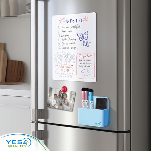 YES4QUALITY 2 Magnetic Pen Holder with Strong Magnetic Back & Compartments, Dry Erase Marker Holder for Whiteboard