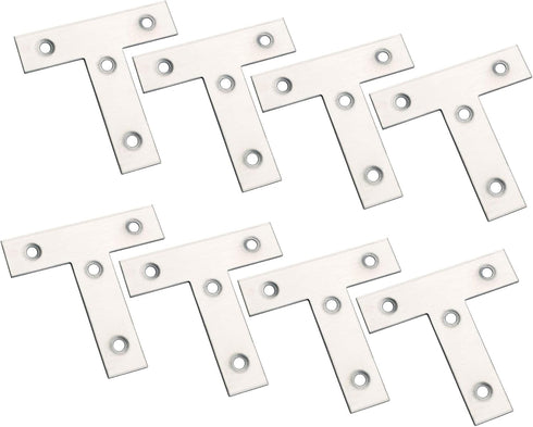 Alise T Flat Brackets, 60mm x 60mm Stainless Steel Corner Brace Mending Plate for Wood Tables, Chairs, Pack of 8