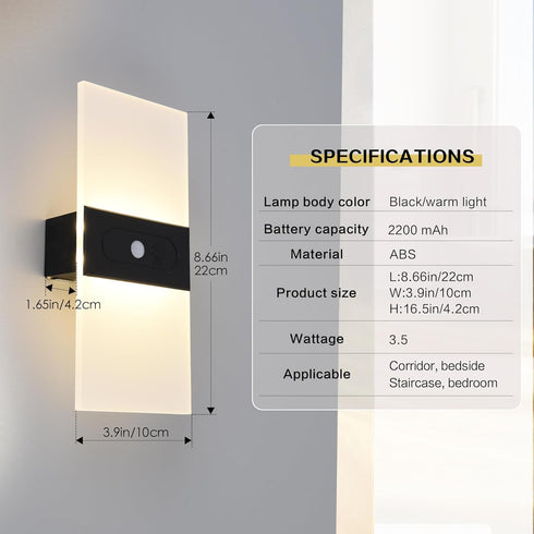 Clnutrieve Set 2,Magnetic Dimmable Rechargeable Battery Operated Wall Sconces of Wireless Led Wall Lamp, Motion Sensor