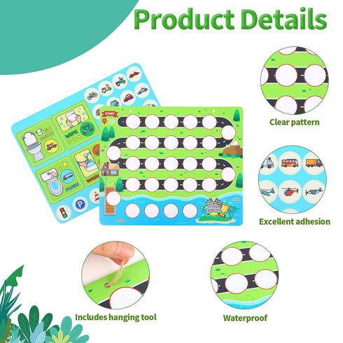 Penitue Set, 25x30cm/9.84x11.81in 28 4 Magnetic Car Potty Training Chart Reusable Potty Training Chart with Magnetic