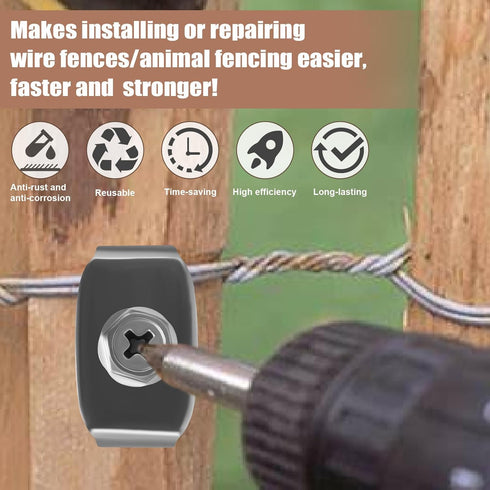 Hedday 200 Pack Fence Staples with Screws, Stainless Steel Fence Fasteners, Heavy Duty Wire Clips with Driver Bit