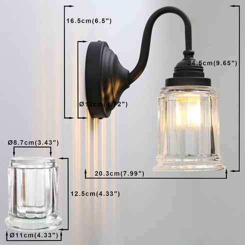 1-Light Yosoan Boho Indoor Vintage Wall Sconce with Cup-Shaded Glass, Brass Modern Retro Vanity Hardwired Wall Mounted