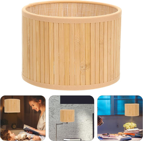 Zerodeko Small Bamboo Lampshade Retro Style Compatible Light Cover for Desk Wall and Floor Lamps Chic Vintage Design