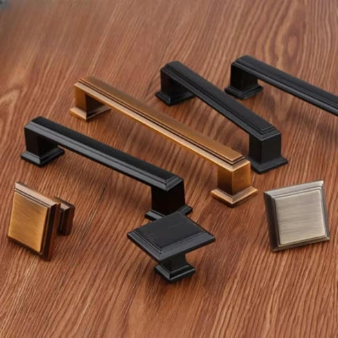 Aoleegatt American Style Zinc Alloy Thick Solid Door Handle Drawer Pull Black Gold Wardrobe Cupboard Bedside Table