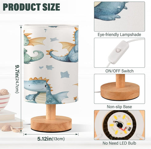 Qilmy Baby Dragons Bedside Table Lamp with LED Light Included, Button Switch Control for Bedroom Nightstand Lamp
