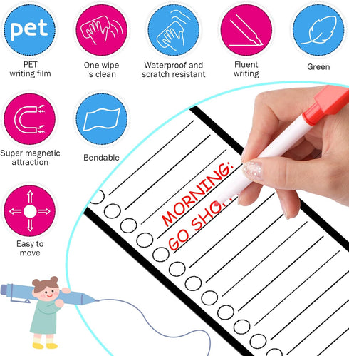 Set of 20 Magnetic Dry Erase Boards, 11.8 x 3.94'', Magnetic Notepads with Erasable Pen for Fridge