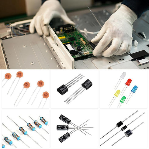 1400Pcs Basic Electronics Component Assortment Kit for Arduino, Electrolytic Capacitor, Resistor, LED Diode