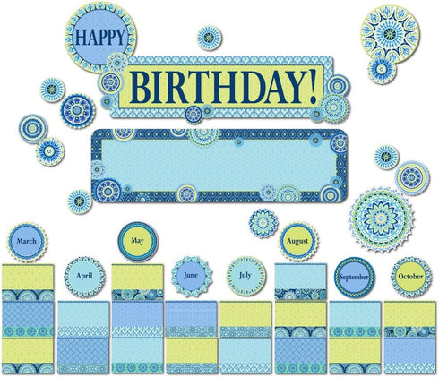 Eureka Blue Harmony Teacher Supplies Student Birthday Bulletin Board Set, 61 pcs by Eureka