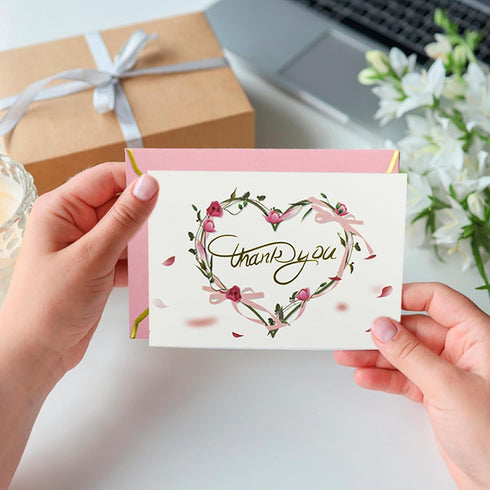 90 Pack, 4x6 VANRA Floral Thank You Cards with Envelopes and Stickers Bulk Pink Thank You Note Cards with Envelopes