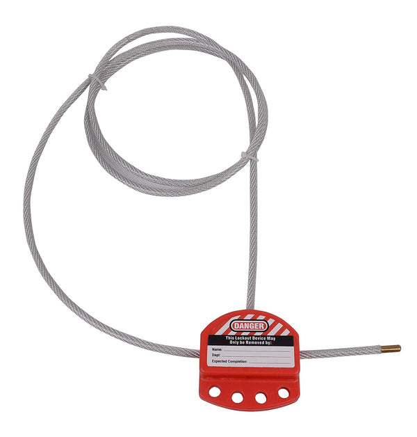Adjustable Cable Lockout with Vinyl Coated, 1/4" Diameter, 6' Length