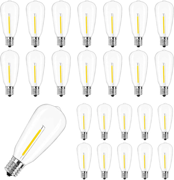 25 Pack ST40 LED Replacement Light Bulbs, Vintage Waterproof Shatterproof Dimmable E17 LED Bulbs, Warm White 2700K