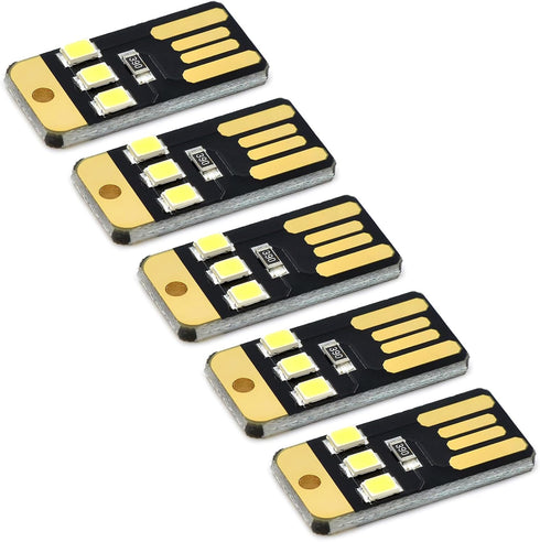 Tizuqe 5Pcs 0.2W LED Lamp Reading Book Light USB Night Light Pocket Card LED Keychains Lamp