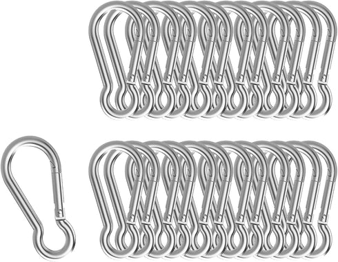 DELSWIN 25 Pcs Small Carabiner Clip - Stainless Steel Spring Snap Hook for Dog Leash, Quick Link Keychain