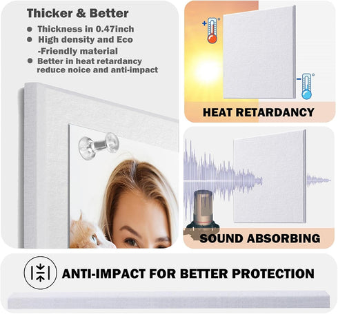 Felt Wall Tiles Bulletin Board, Large Cork Board Alternative 6 Pack 11.81”x11.81”x0.47” with Safe Removable Adhesive
