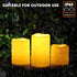Set, 3.25"x4"5" 6" NURADA Large Outdoor Solar Powered Candles - Flameless Pillar Waterproof Rechargeable Candle White